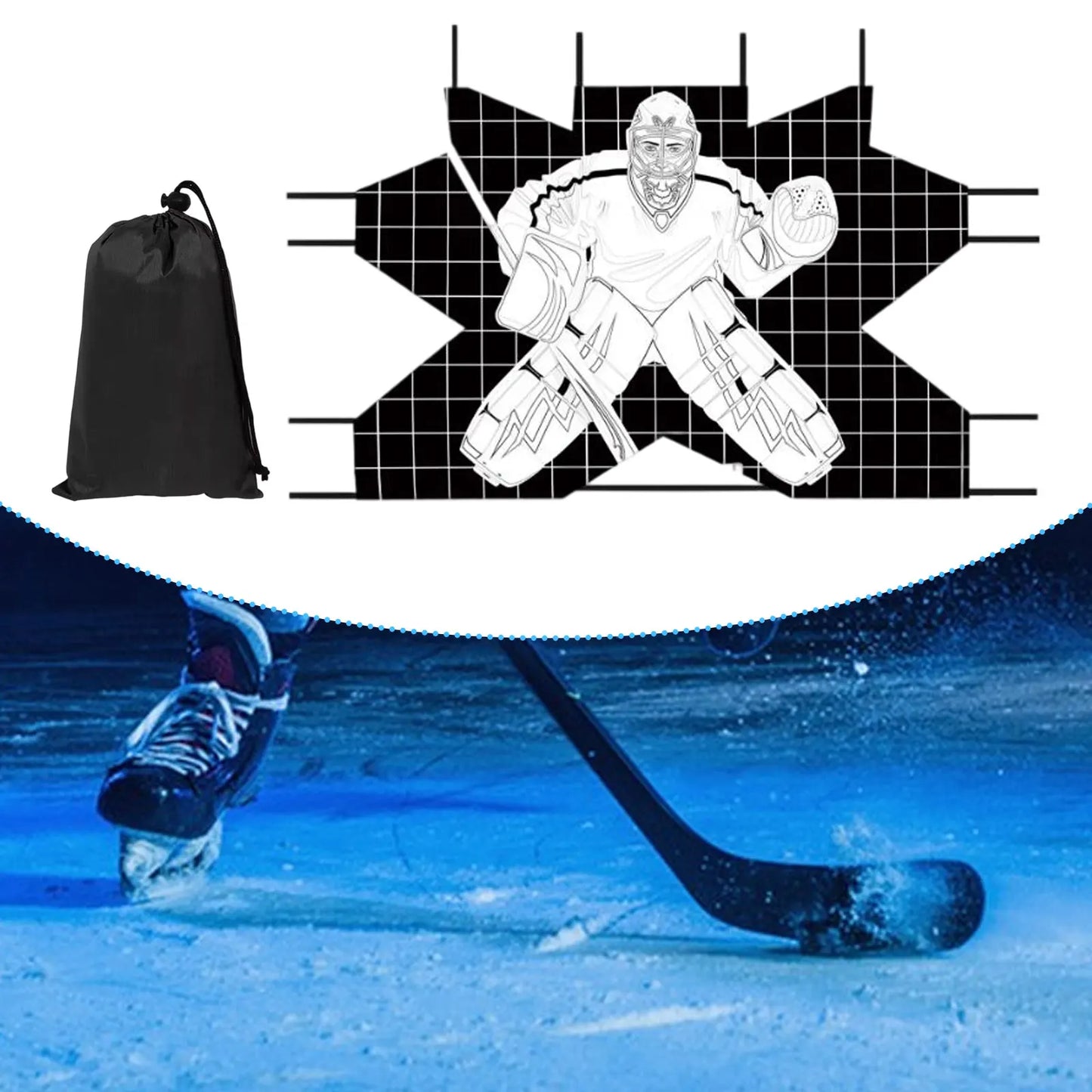 Hockey Goal Improve Skills Foldable Lightweight Waterproof Protable Hockey Net
