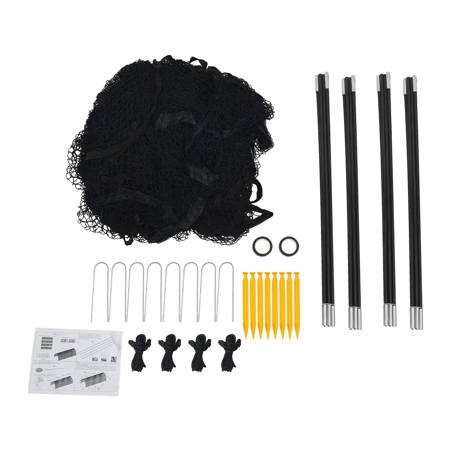 Black Portable Outdoor Softball Training Net, Floor Mount Baseball Batting Cage