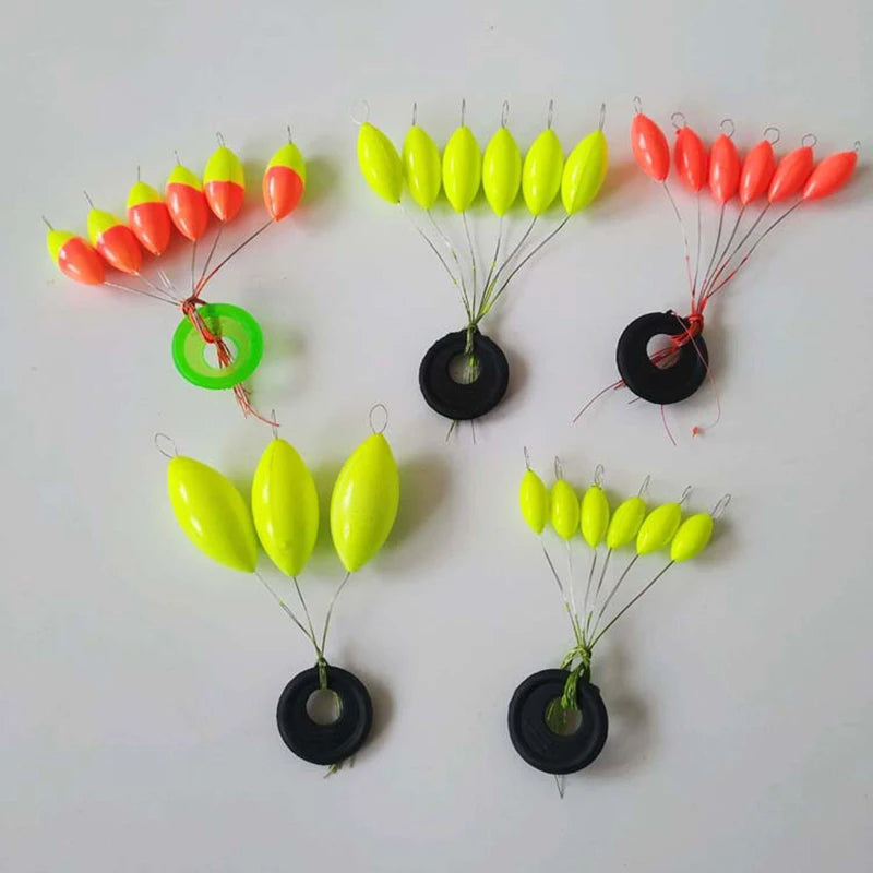 Wholesale 480pcs (80packs) Oval Mini Fishing Float Bobber Rig Making Floating Beans Red/Yellow/Mix