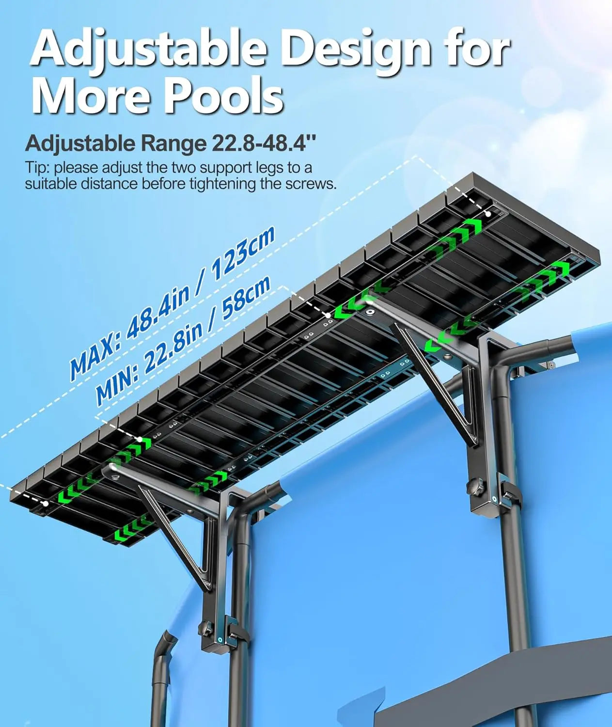 Pool Bar, Above Ground , 49.4× 9.6" Aluminum Table , Swim Up Bar
