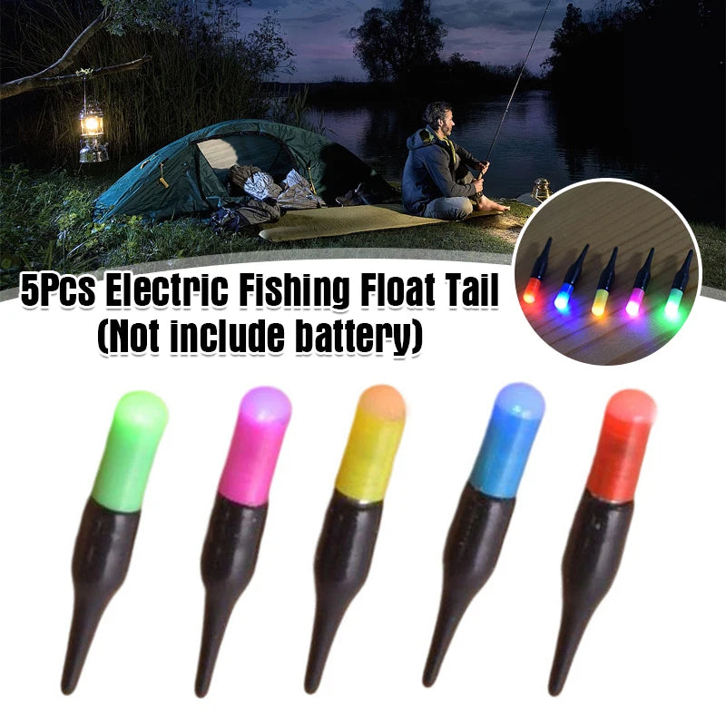 5Pc Led Luminous fishing Floating night Tail Light Glow Color Change