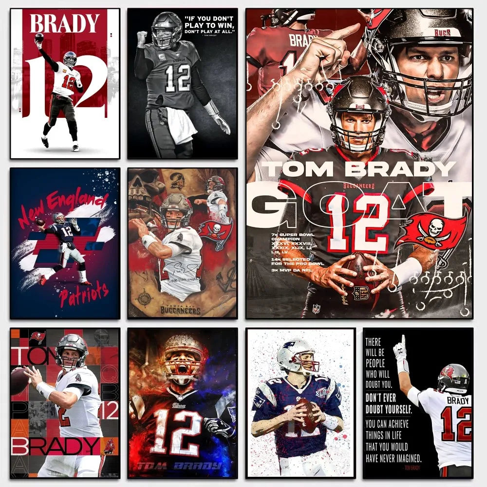 Tom Brady Quotes Canvas American Football Athlete Anime Posters