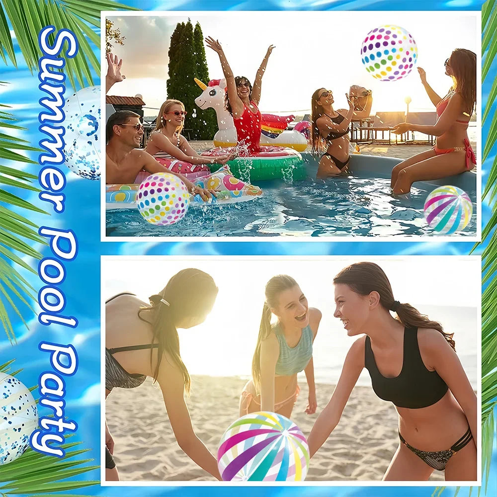 1pc 10.62-inch colored striped transparent inflatable beach ball,