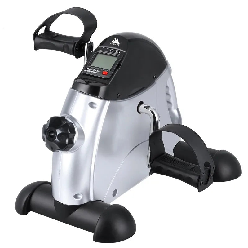 Under Desk Bike Pedal Exerciser,Evoland Indoor Cycling Exerciser Bike Silver,Holds 240 Lb