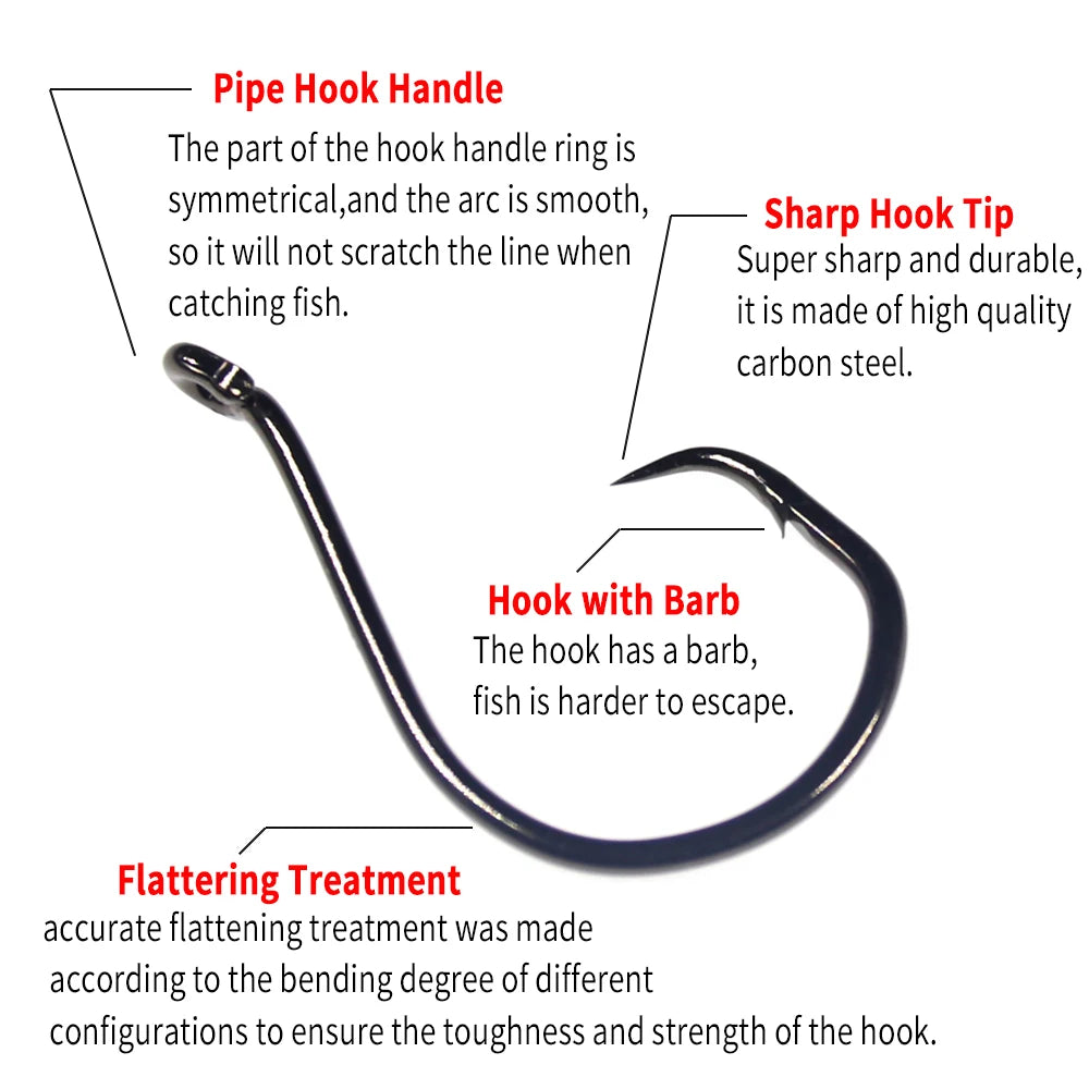 WIFREO 40PCS Fishing Accessories 3/0 5/0 6/0 7/0 8/0 Up Eye Circle Hook Saltwater Catfish