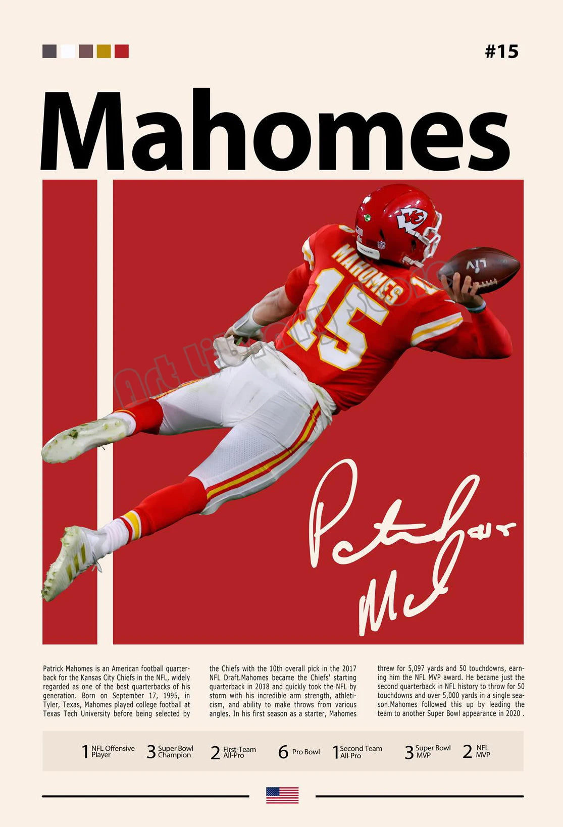 Famous American Football Star Player Rodgers Sports Motivational Quotes Poster