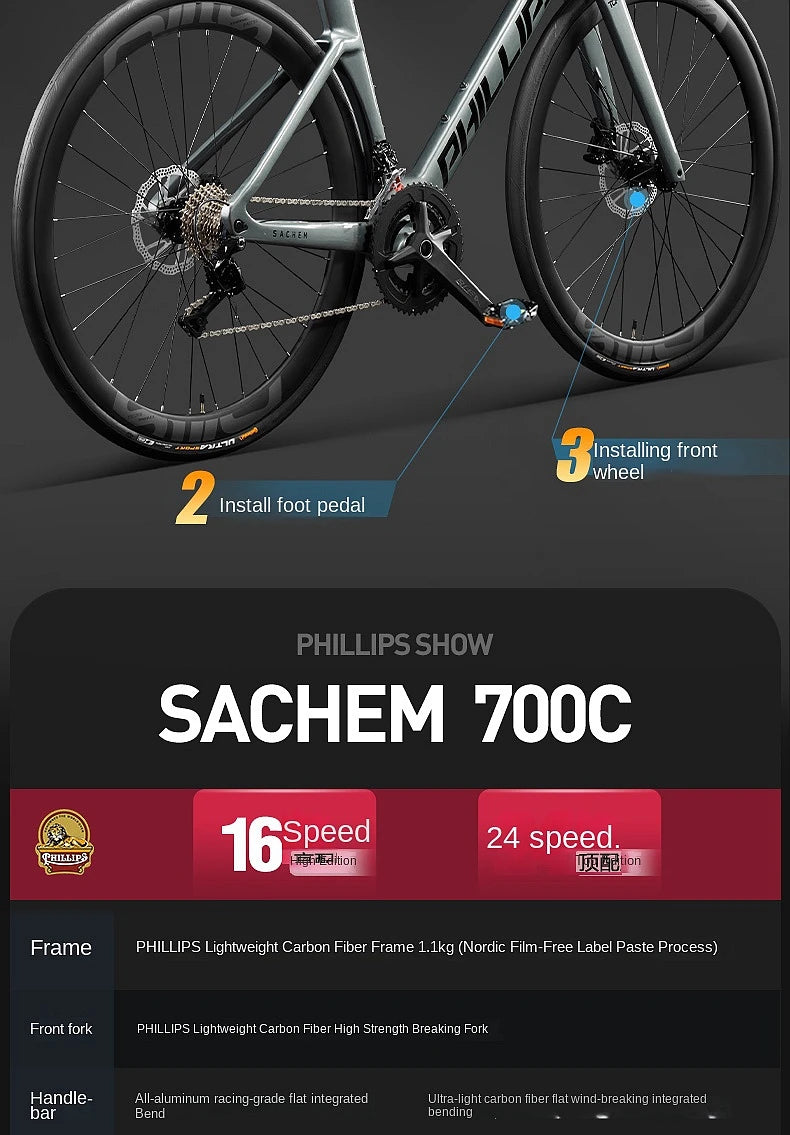 2025 New Ultra-Light Carbon Fiber Road Bike Fast Racing Bicycle with Hydraulic Disc Brakes