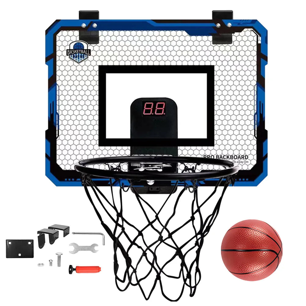 Kids Mini Basketball Hoop With Electronic Scoreboard Ball Sport Backboard Outdoor Indoor