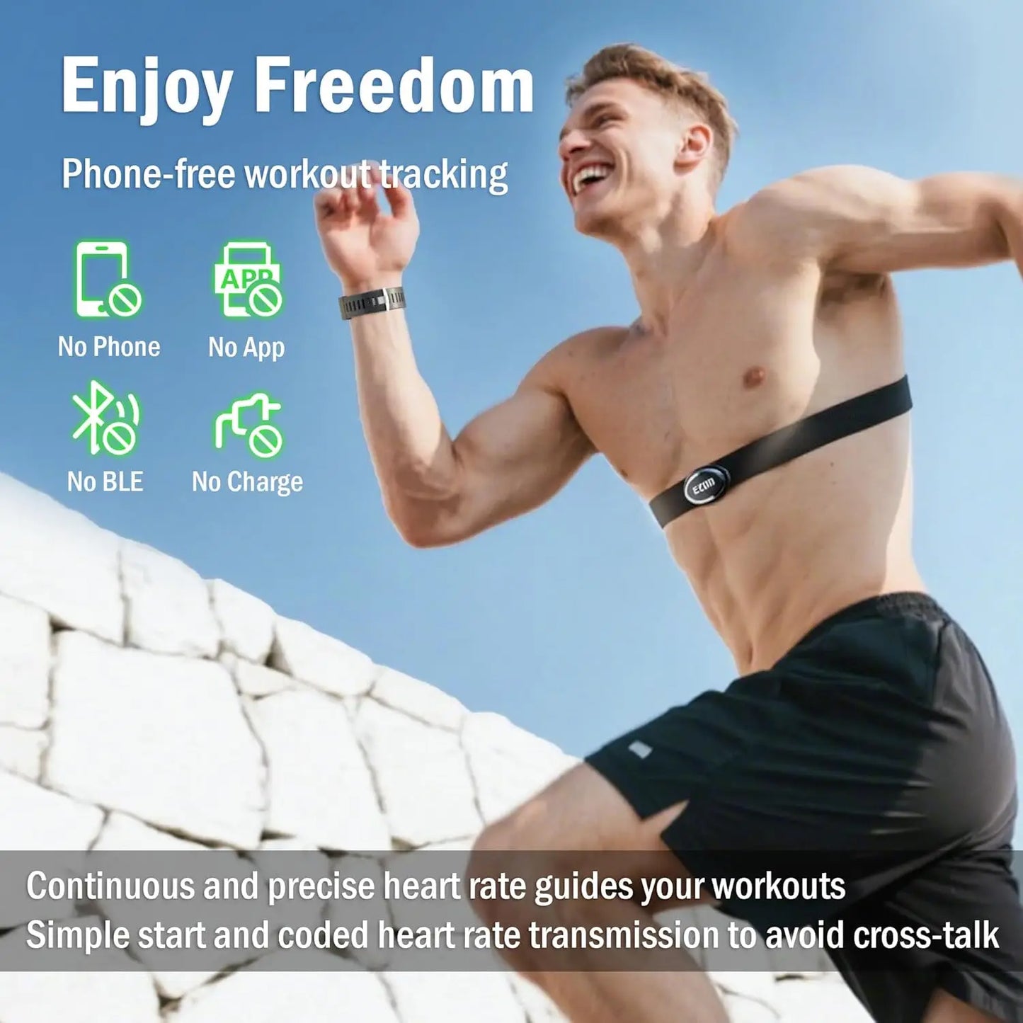 50M Waterproof Heart Rate Monitor Sport Fitness Watch Men Women Outdoor Cycling Sport Wireless With Chest Strap Heart Rate