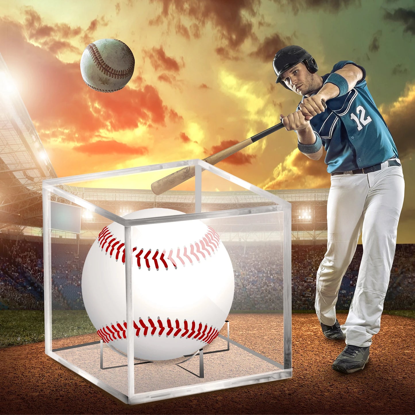 Clear Baseball Box Display Acrylic Transparent Baseball Organizer Case
