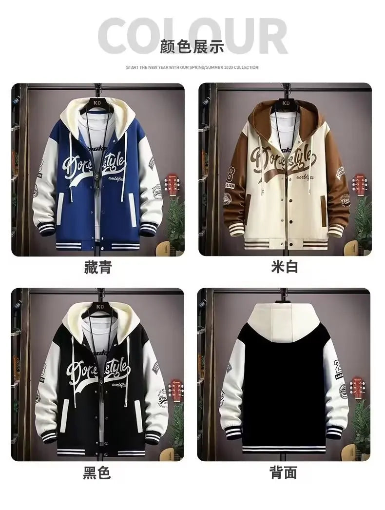 Men's Hooded Baseball Jersey High Street Fashion Men's Clothing High Quality Coat
