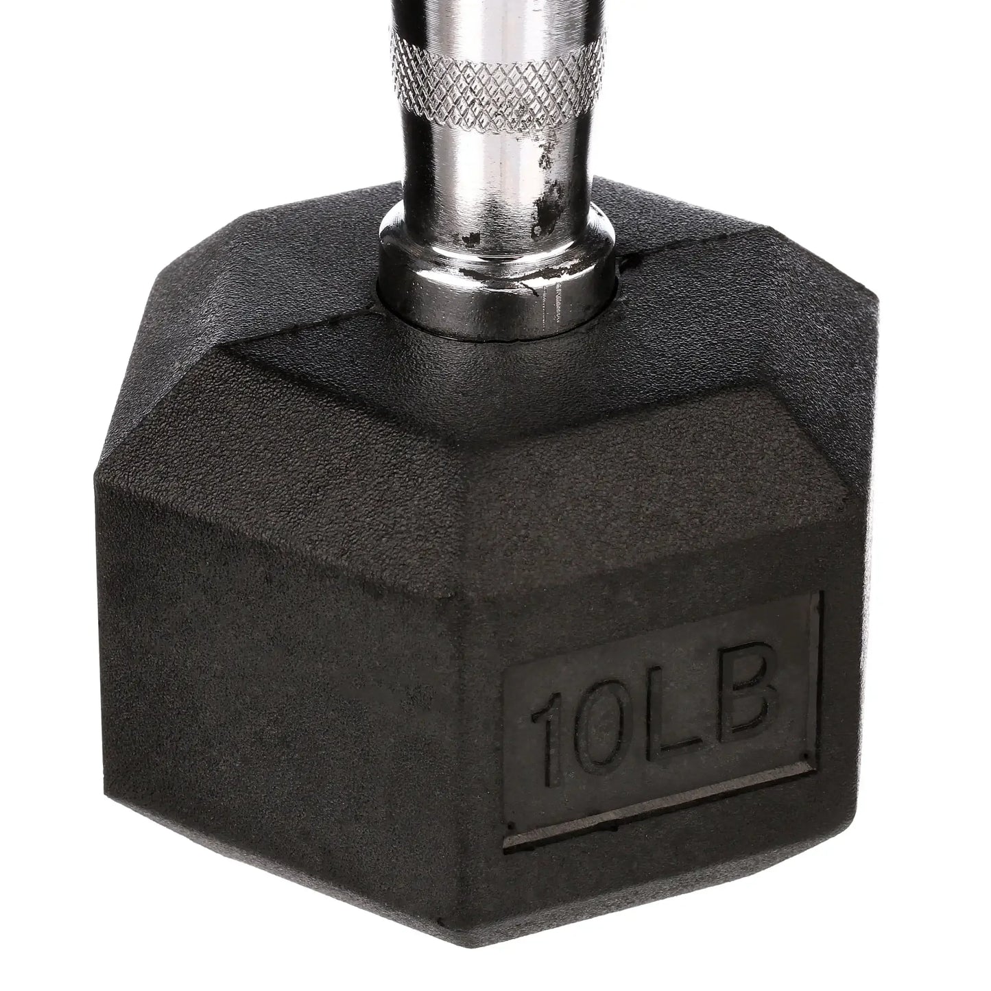 10lb Rubber Encased Hex Dumbbell Pair Black, Non-Roll Design for Home Gym, Strength Training & Weightlifting