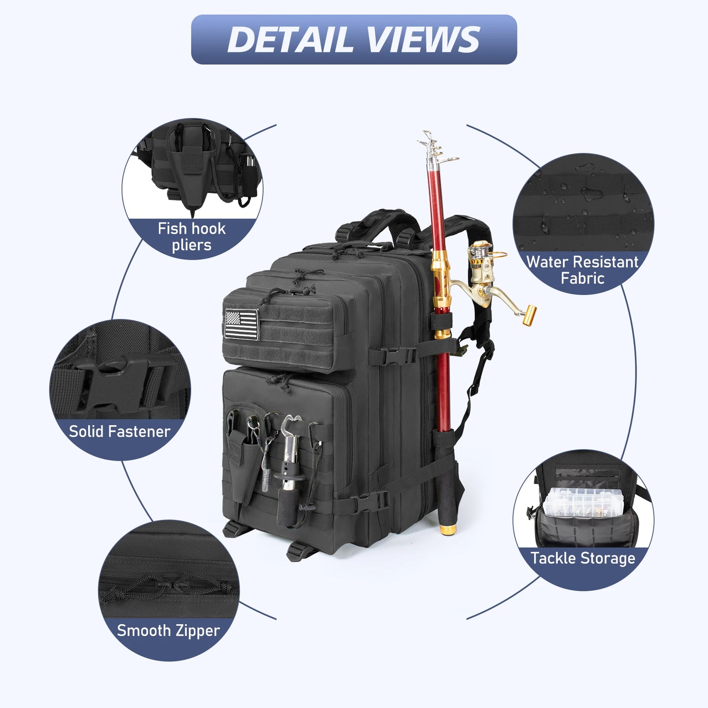 45L Fishing Hunting Bag Tactical Backpack Men's