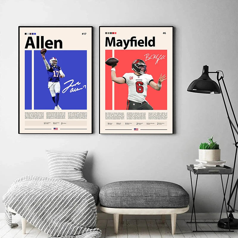Famous American Football Star Player Rodgers Sports Motivational Quotes Poster