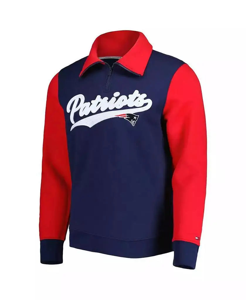 Tommy Hilfiger | Men's Navy, Red New England Patriots Aiden Quarter-Zip Top