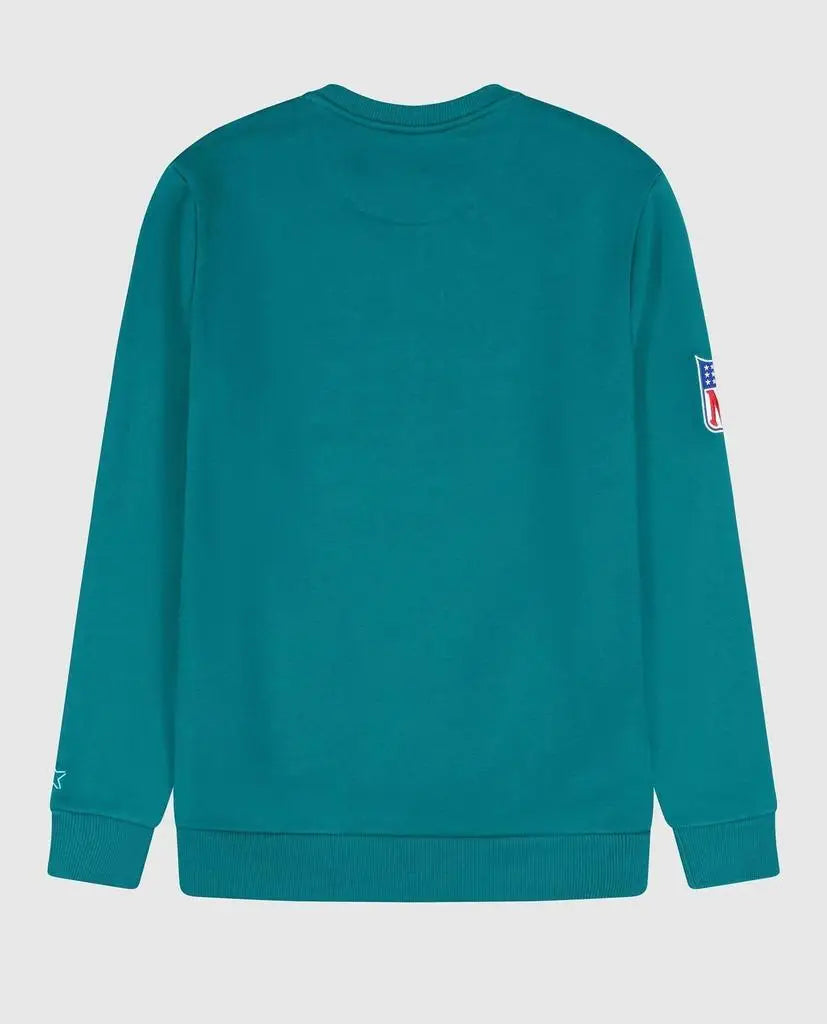 Starter | Men's Miami Dolphins Crew Neck Sweatshirt With Zip Pockets In Aqua