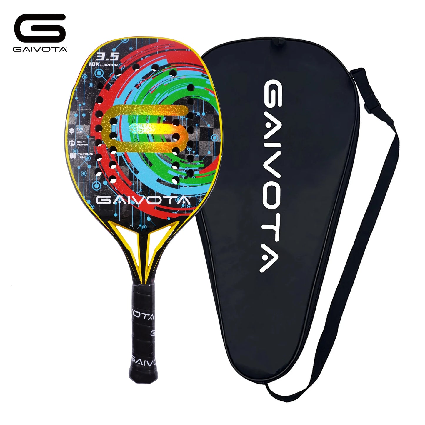 GAIVOTA beach tennis racket carbon 18K strap bag for intermediate to advanced athletes