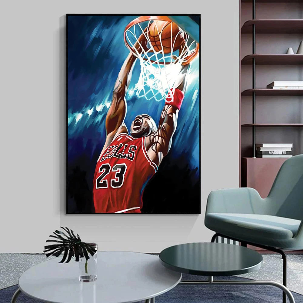 World Basketball Celebrities Wall Art Poster Dunk Mural Modern Home Decor Canvas