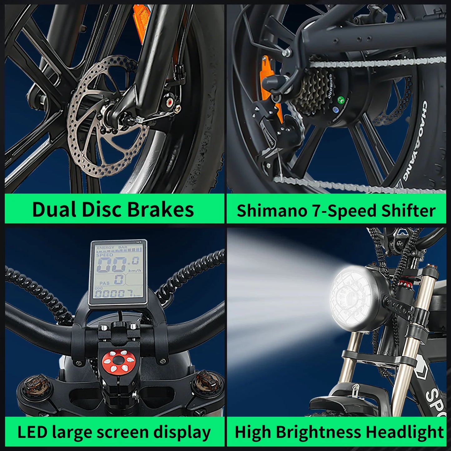 AK2 Electric Bicycle Motorcycle 750W Motor 75Miles Snow Electric Bike