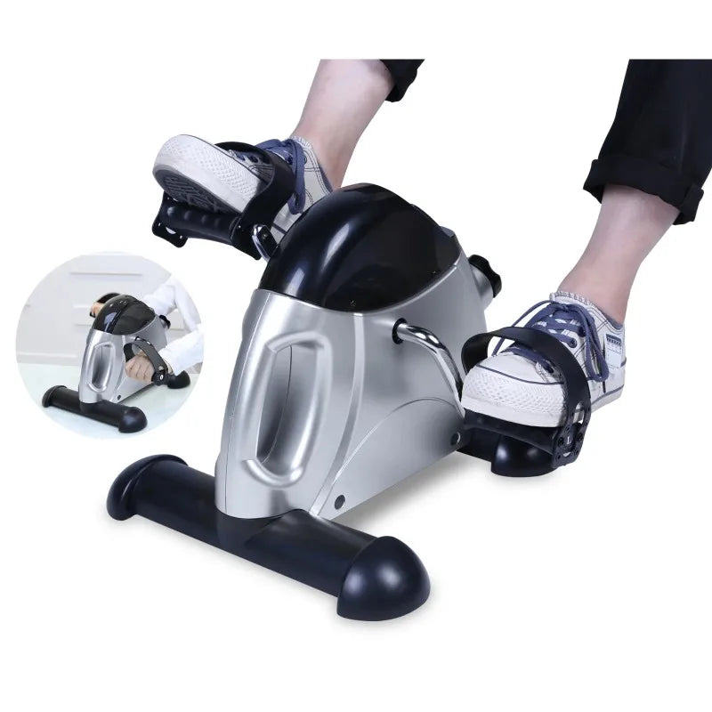 Under Desk Bike Pedal Exerciser,Evoland Indoor Cycling Exerciser Bike Silver,Holds 240 Lb