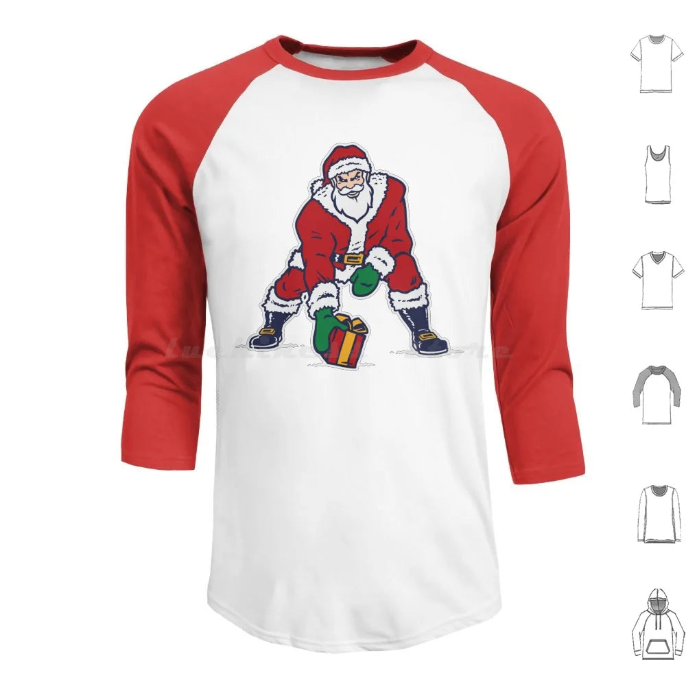 Old School Patriots Santa Logo Hoodies Long Sleeve Santa Santa Claus Christmas Football