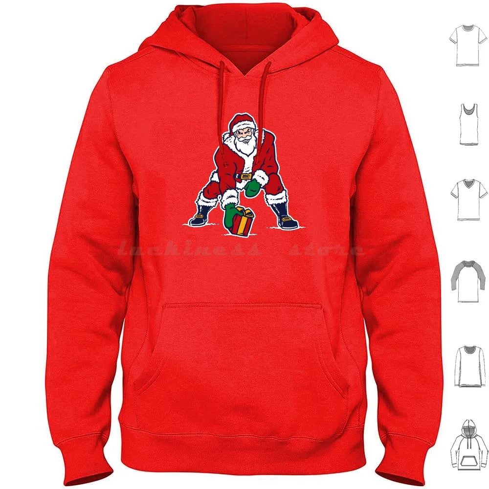 Old School Patriots Santa Logo Hoodies Long Sleeve Santa Santa Claus Christmas Football
