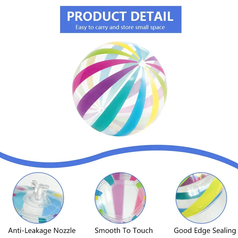 1pc 10.62-inch colored striped transparent inflatable beach ball,