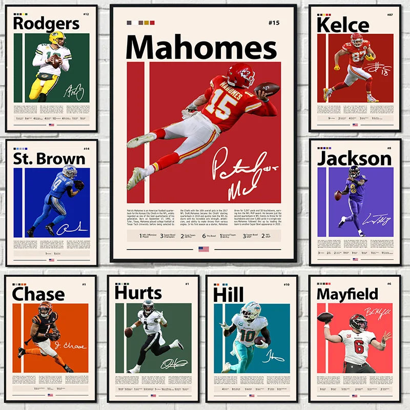 Famous American Football Star Player Rodgers Sports Motivational Quotes Poster