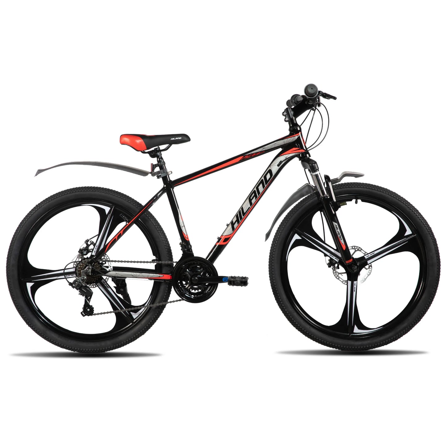 HILAND Mountain Bike, 3 Spokes, 18 Speeds Drivetrain, Aluminum Frame 26 Inch Wheels,