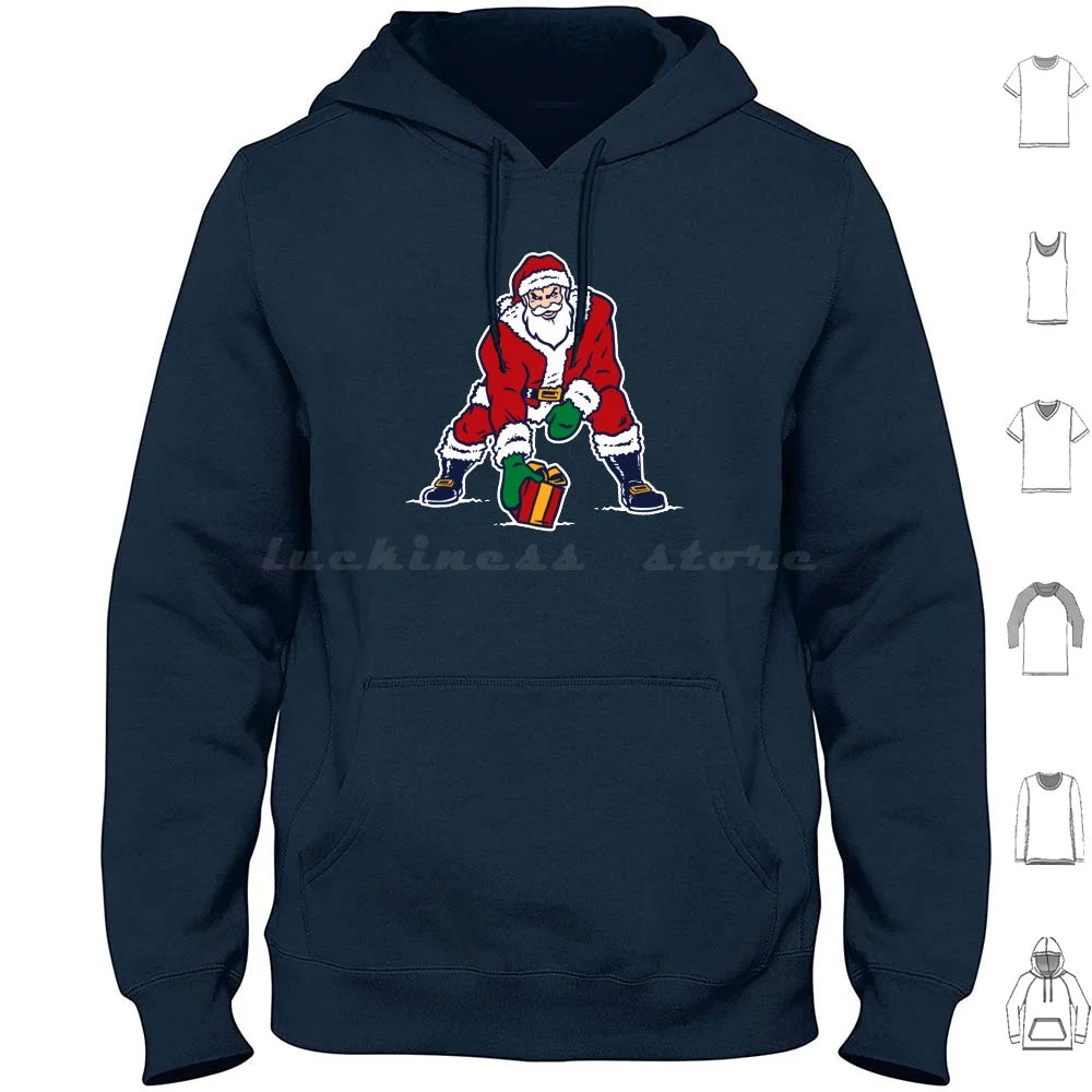 Old School Patriots Santa Logo Hoodies Long Sleeve Santa Santa Claus Christmas Football