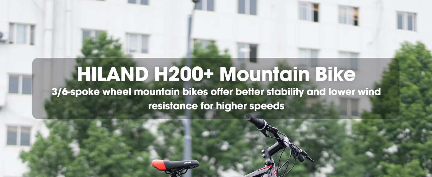 HILAND Mountain Bike, 3 Spokes, 18 Speeds Drivetrain, Aluminum Frame 26 Inch Wheels,