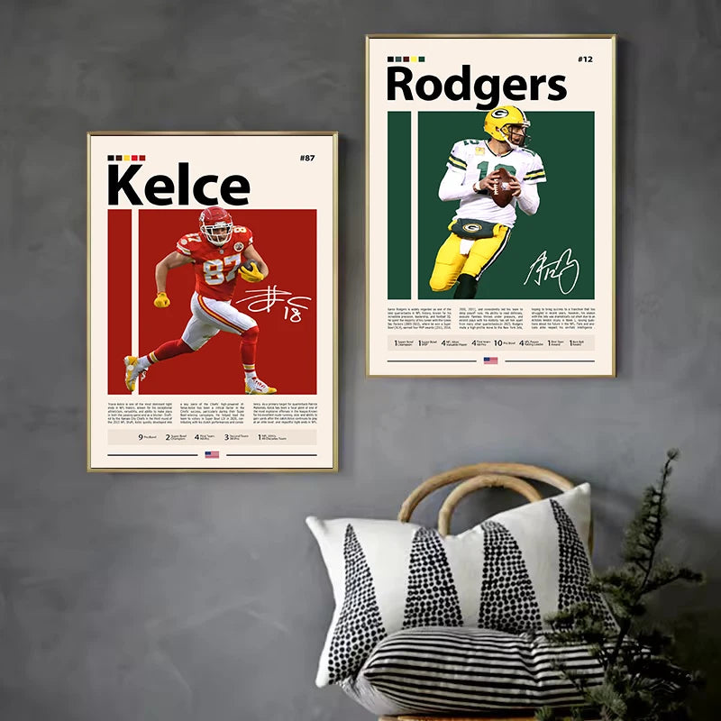 Famous American Football Star Player Rodgers Sports Motivational Quotes Poster