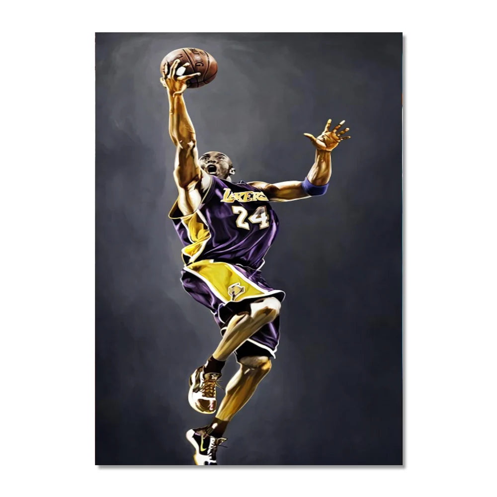World Basketball Celebrities Wall Art Poster Dunk Mural Modern Home Decor Canvas