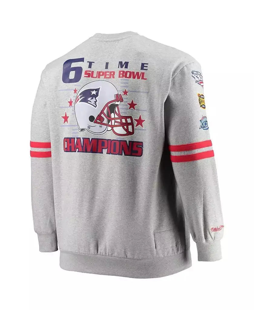 Mitchell & Ness | Men's Heathered Gray New England Patriots Big and Tall Allover Print Pullover Sweatshirt