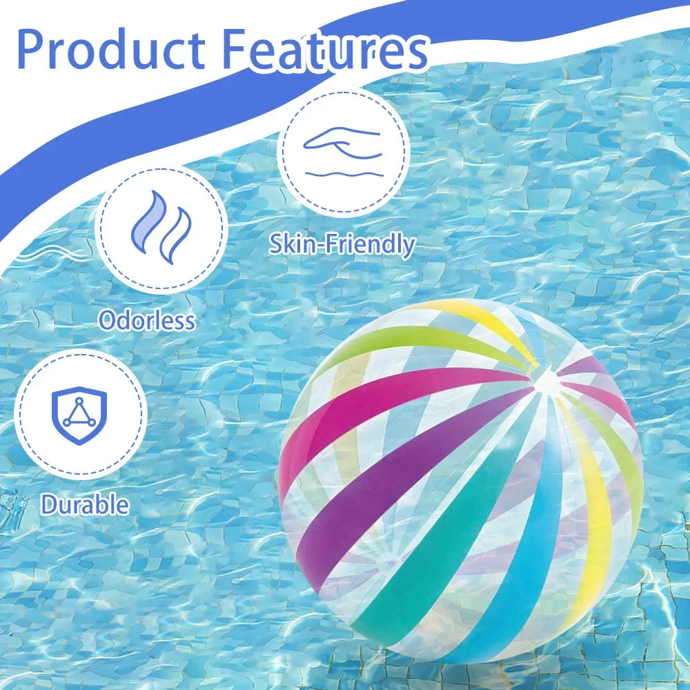 1pc 10.62-inch colored striped transparent inflatable beach ball,