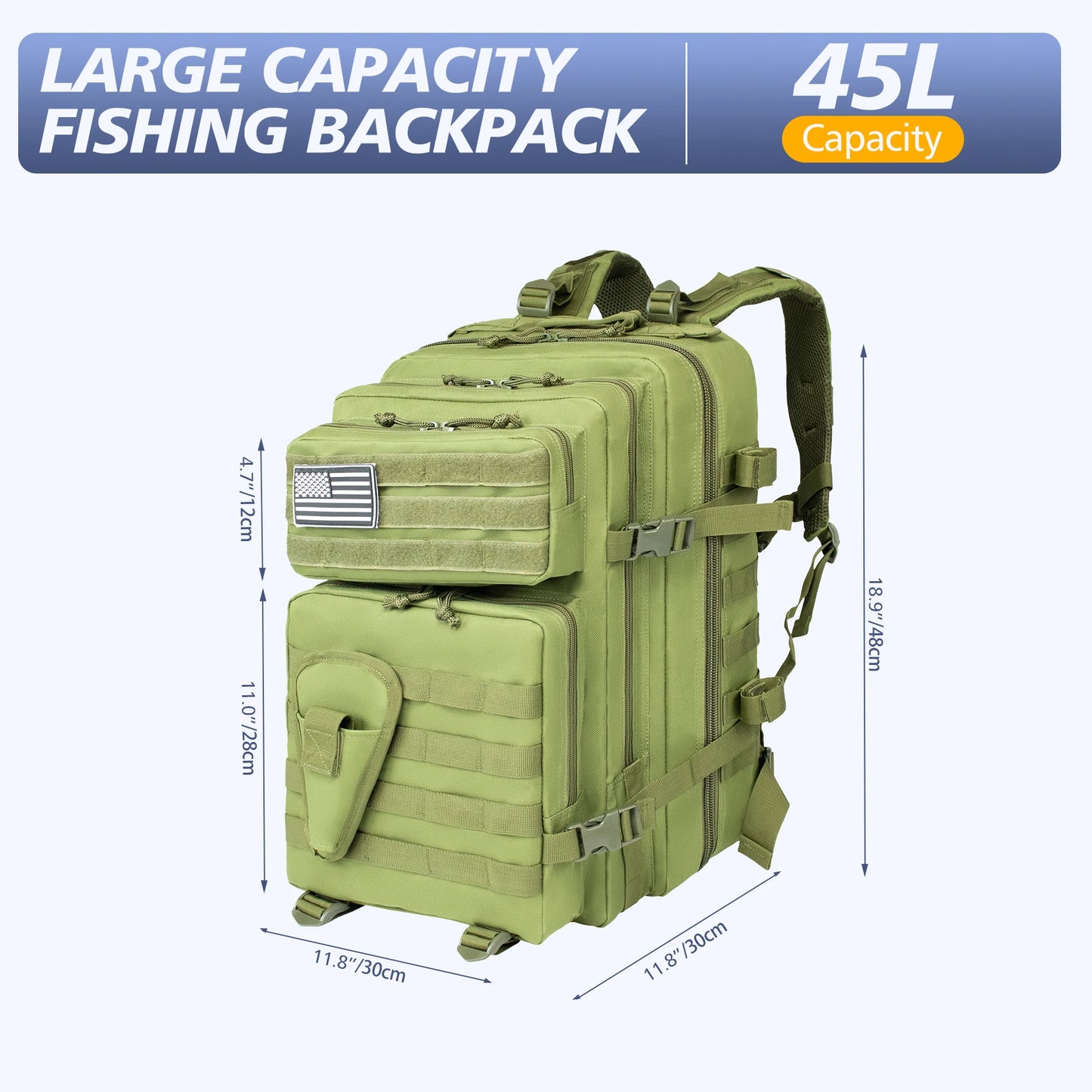 45L Fishing Hunting Bag Tactical Backpack Men's