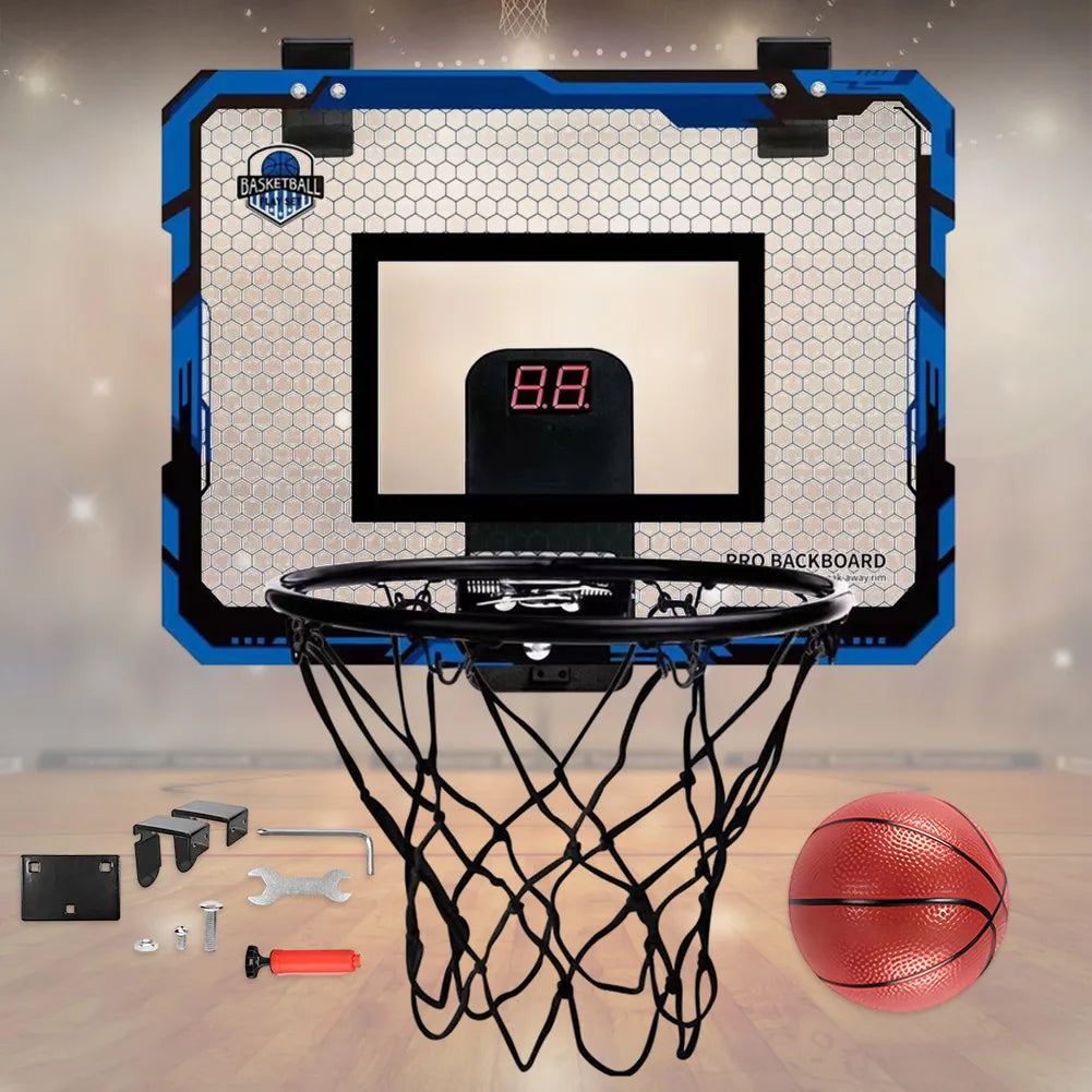 Kids Mini Basketball Hoop With Electronic Scoreboard Ball Sport Backboard Outdoor Indoor