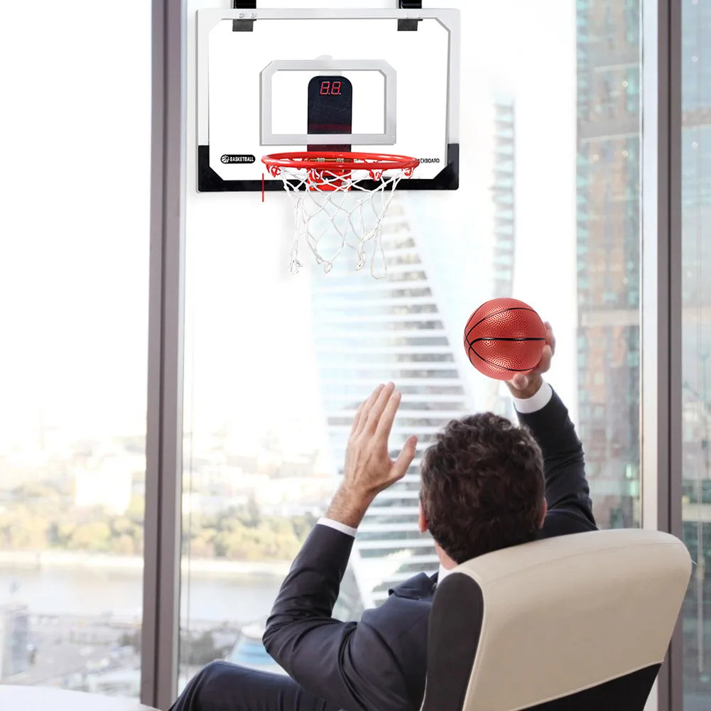 Kids Mini Basketball Hoop With Electronic Scoreboard Ball Sport Backboard Outdoor Indoor