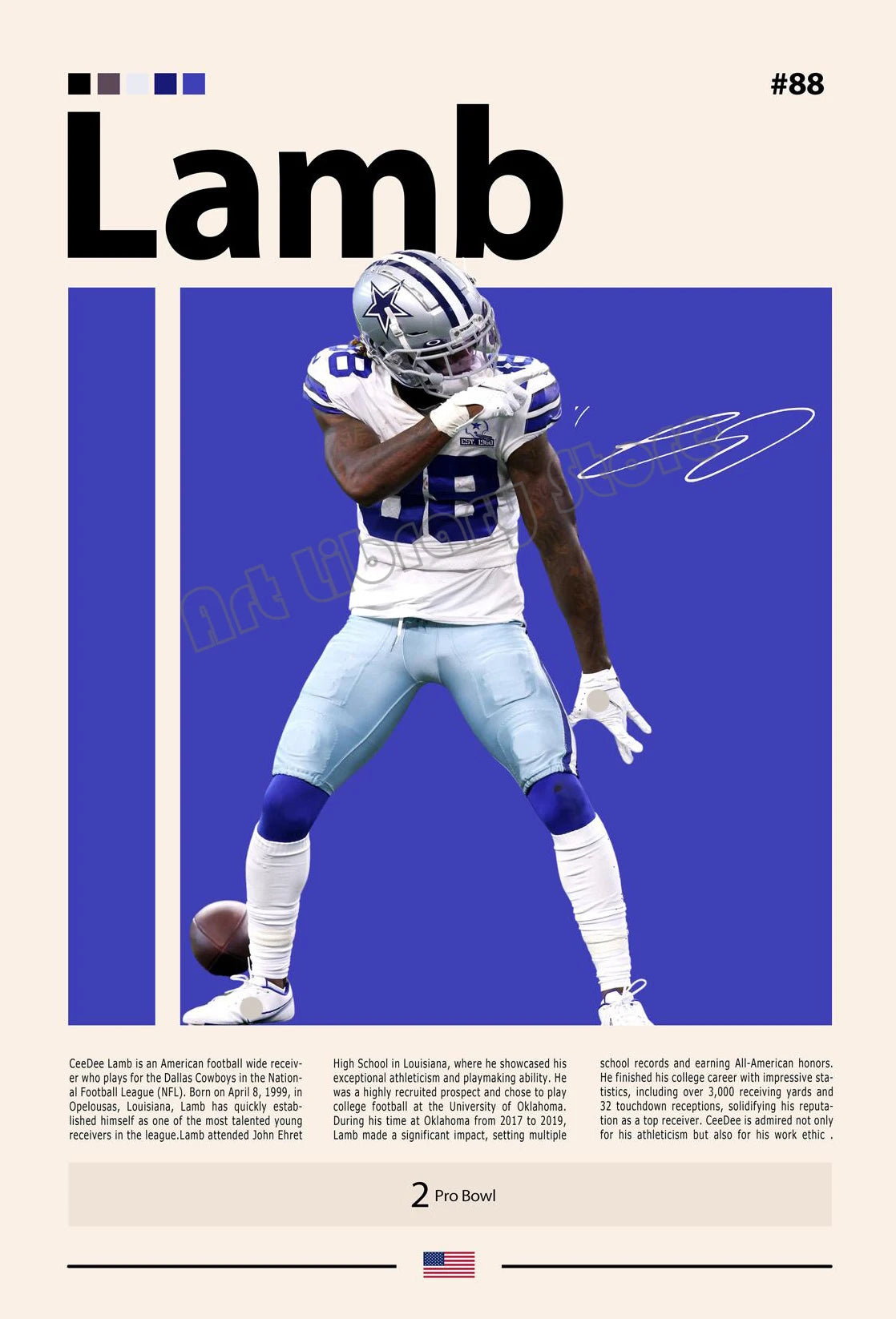 Famous American Football Star Player Rodgers Sports Motivational Quotes Poster