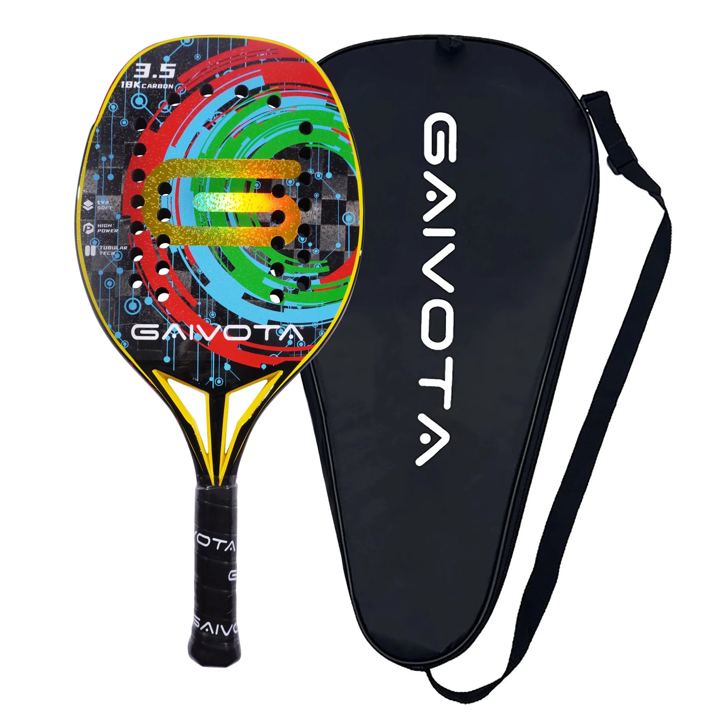GAIVOTA beach tennis racket carbon 18K strap bag for intermediate to advanced athletes