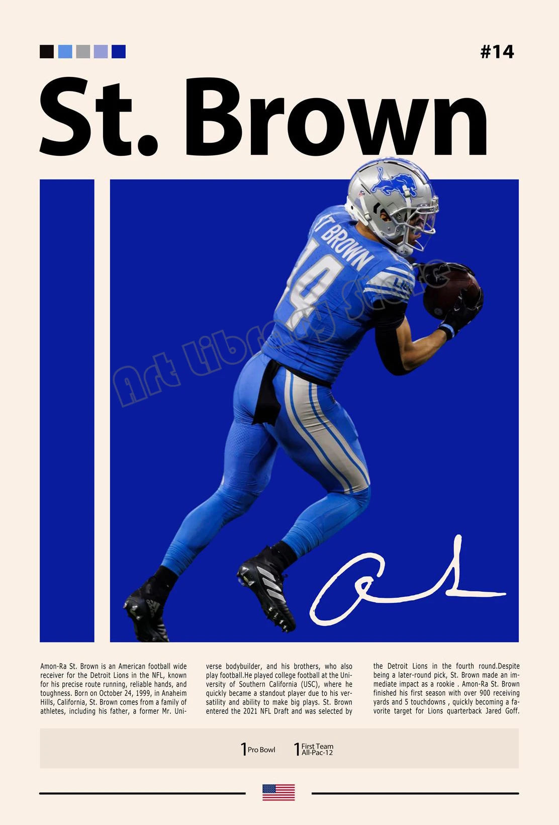 Famous American Football Star Player Rodgers Sports Motivational Quotes Poster