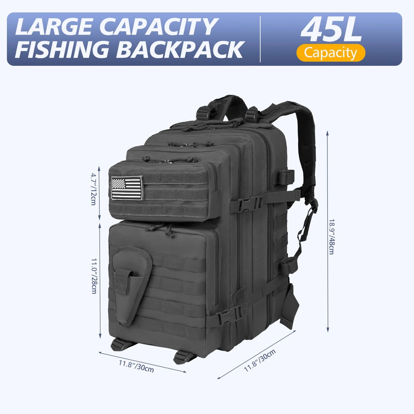 45L Fishing Hunting Bag Tactical Backpack Men's