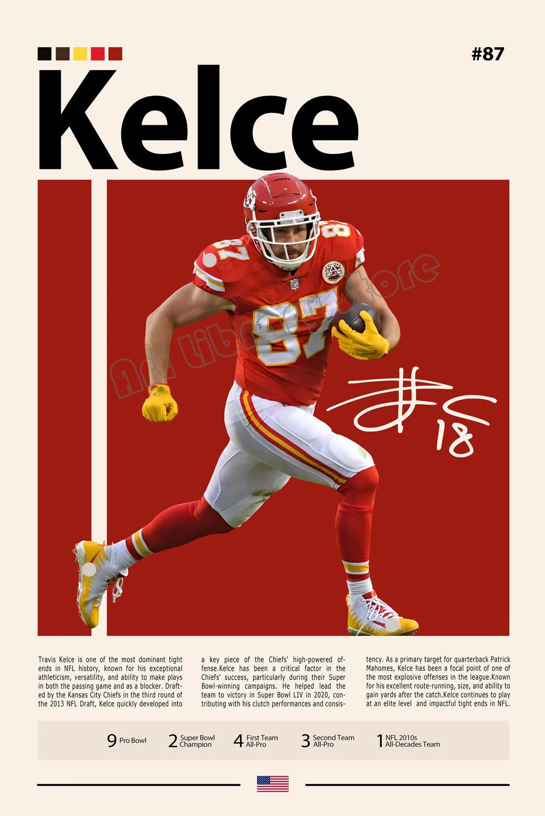 Famous American Football Star Player Rodgers Sports Motivational Quotes Poster