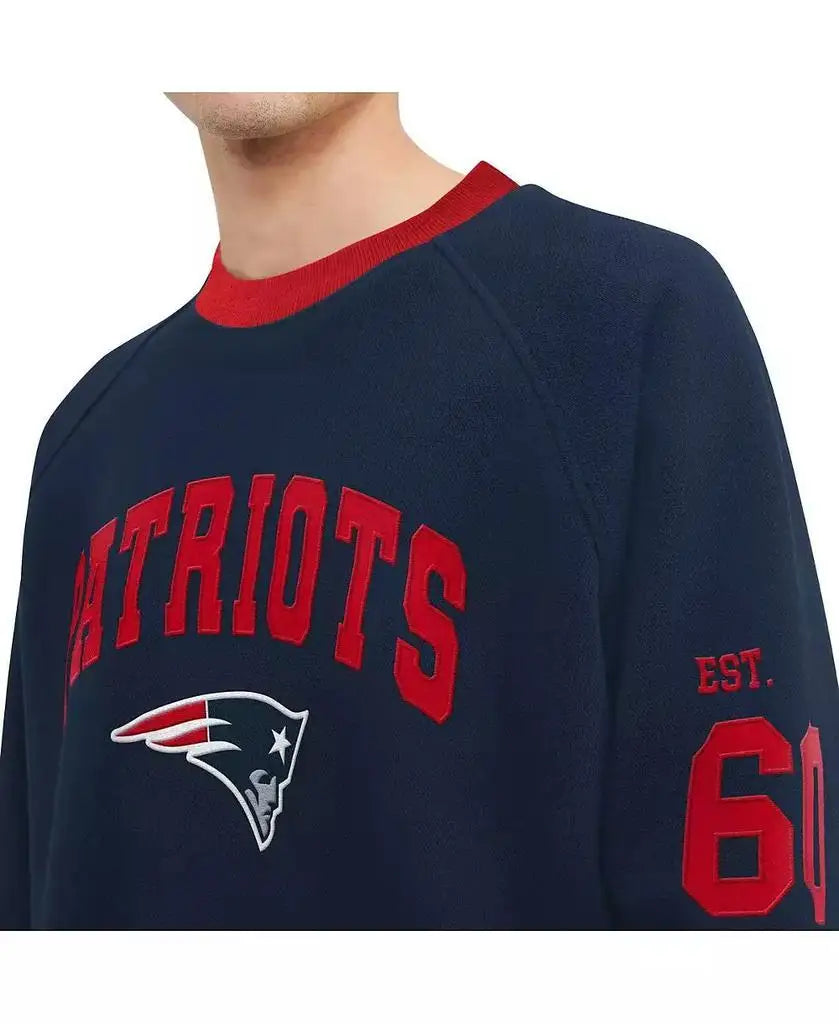 Tommy Hilfiger Men's Navy Raglan Pullover Tri-Blend Sweater for New England Patriots Fans