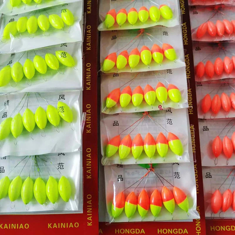 Wholesale 480pcs (80packs) Oval Mini Fishing Float Bobber Rig Making Floating Beans Red/Yellow/Mix