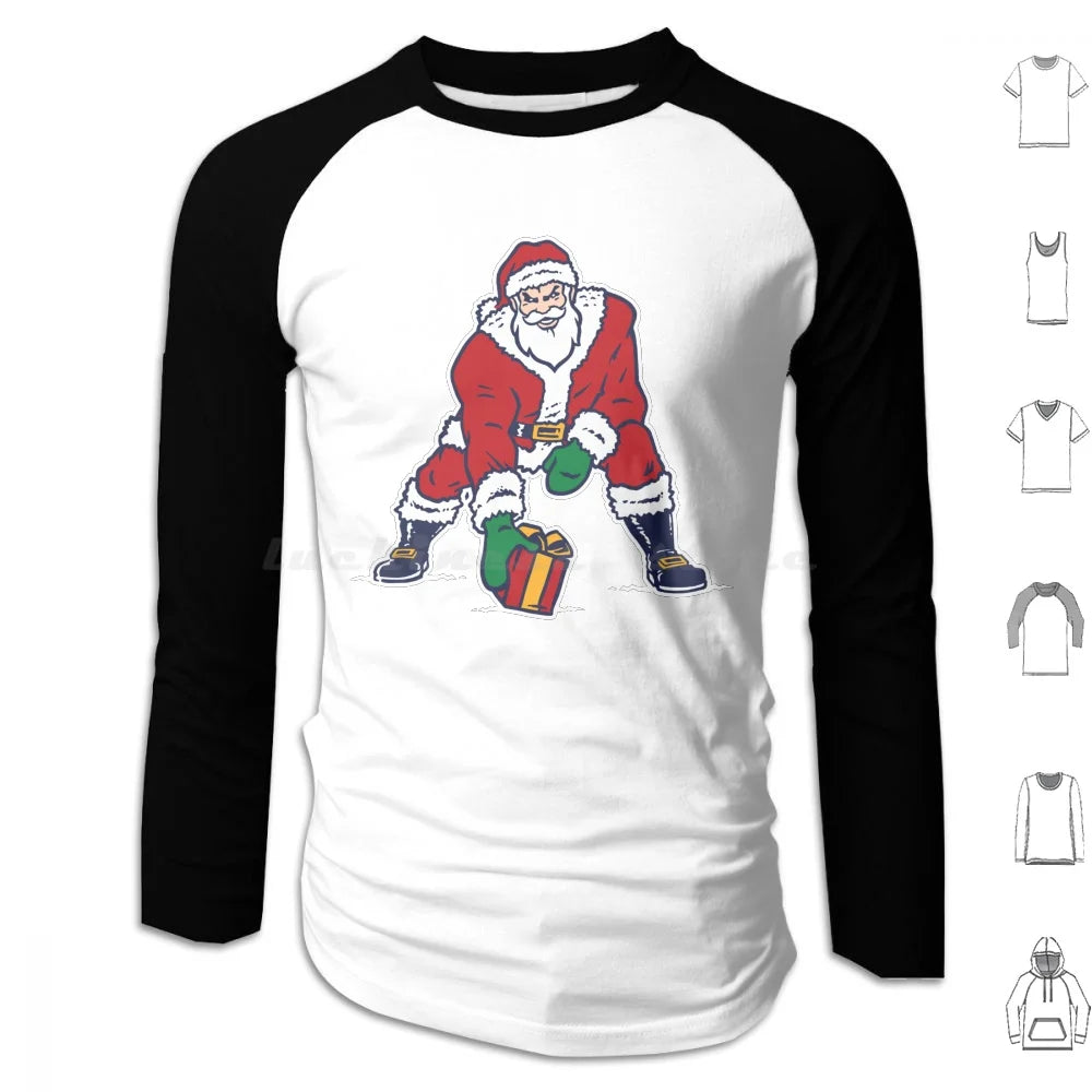 Old School Patriots Santa Logo Hoodies Long Sleeve Santa Santa Claus Christmas Football