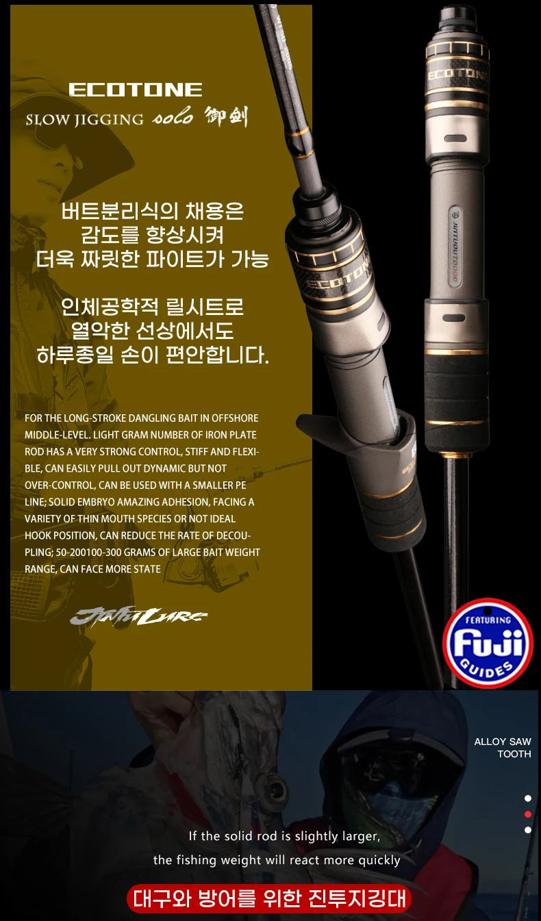 Pesca Boat Fishing Rods Saltwater Big Game Slow Pitch Jigging Rod Shore Carbon 2 Piece Spinning & Casting Portable Cod amberjack Rockfish