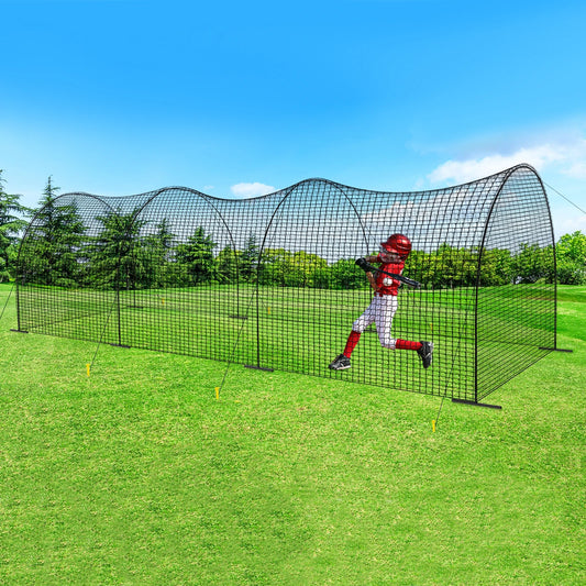 Black Portable Outdoor Softball Training Net, Floor Mount Baseball Batting Cage