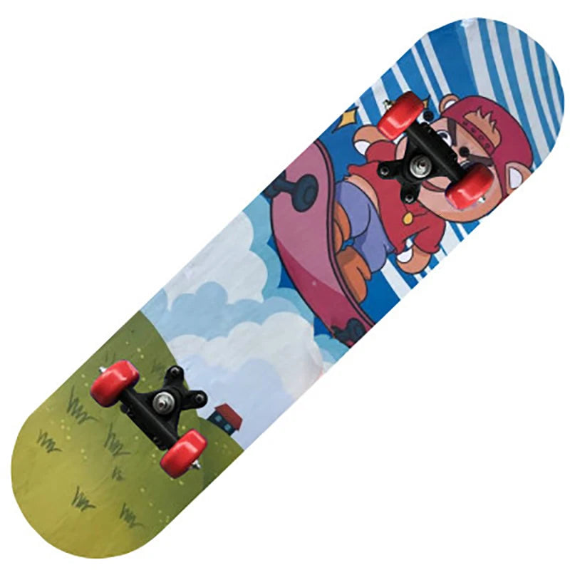 60CM Kids Skateboarding Cartoon Skateboard Dinosaur Spider Longboard Marple Double Rocker