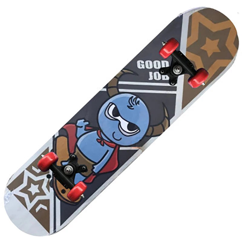 60CM Kids Skateboarding Cartoon Skateboard Dinosaur Spider Longboard Marple Double Rocker